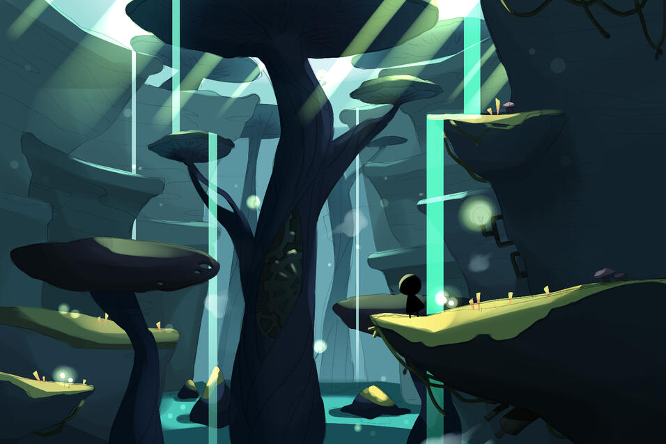 Concept art I made for the overall game environment.